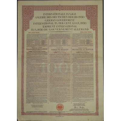 Emprunt International 5 1/2 % 1930 du Gvt Allemand
