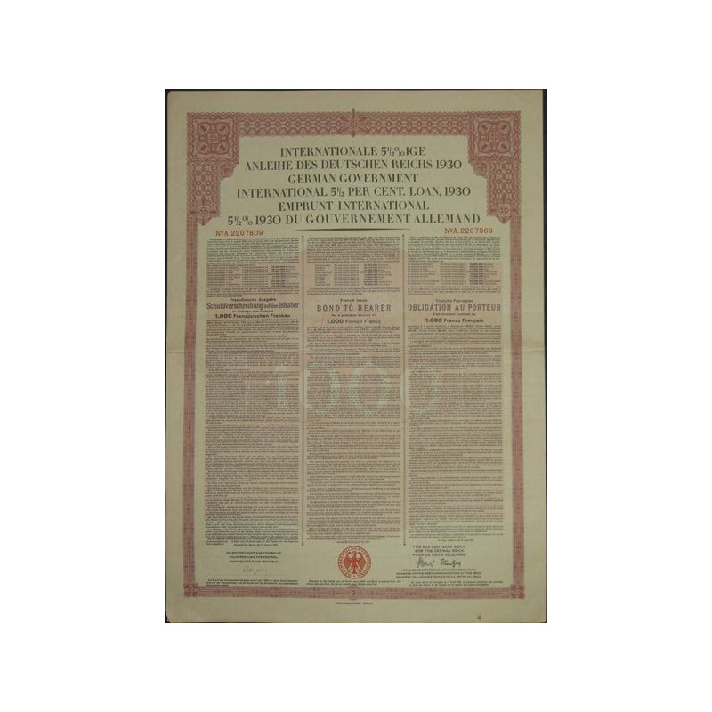Emprunt International 5 1/2 % 1930 du Gvt Allemand