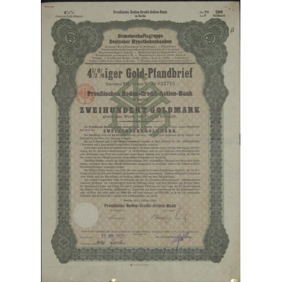 4 1/2 % Gold-Pfandbrief Emission XVI der Norddeurschen Grund-Credit-Bank in Berlin 200 GoldMark