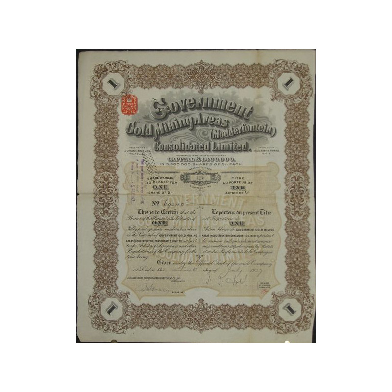 Government Gold Mining Areas (Modderfontein) Consolidated Ltd (1 Act)