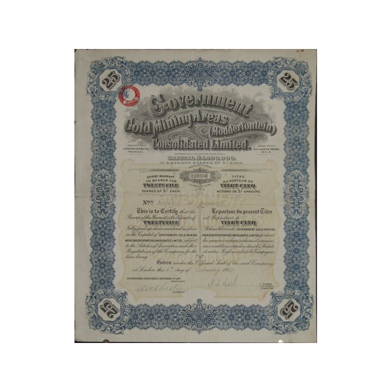 Government Gold Mining Areas (Modderfontein) Consolidated Ltd (25 Act)