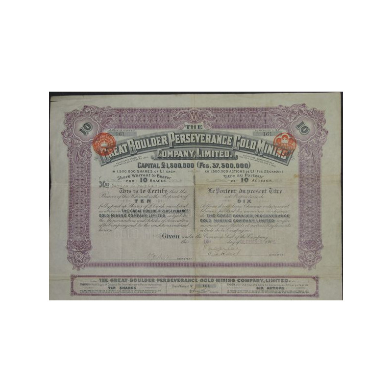 Great Boulder Perseverance Gold Mining Cy Ltd