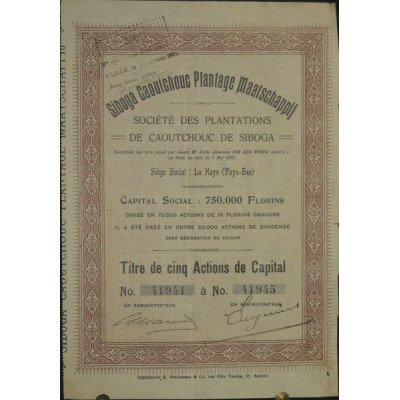 Sté des Plantations de Caoutchouc de Siboga (5 Act)