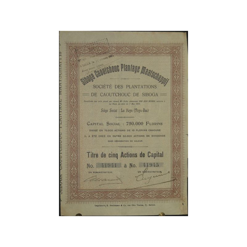 Sté des Plantations de Caoutchouc de Siboga (5 Act)
