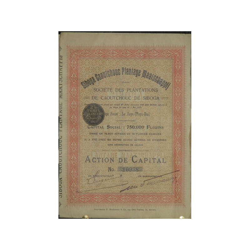Sté des Plantations de Caoutchouc de Siboga (1 Act)