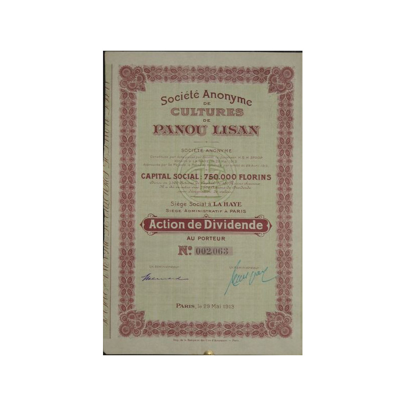 S.A. de Cultures de Panou Lisan (Dividende)