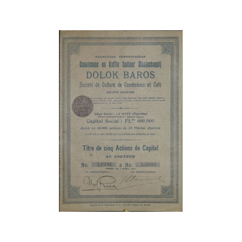 Dolok Baros Sté de Culture de Caoutchouc et Café (Capital)