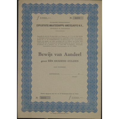 Exploitatie-Maatschappij Amstelhuys N.V. (blanquette)
