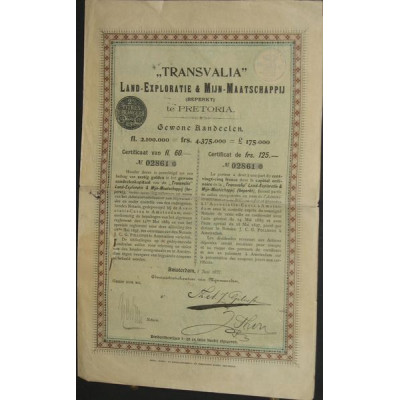 "Transvalia" Land - Exploratie & Mijn-Maatschappij (125 F)