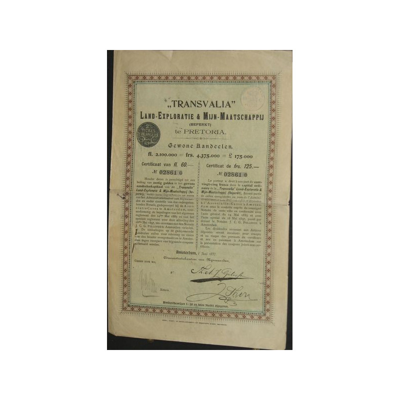 "Transvalia" Land - Exploratie & Mijn-Maatschappij (125 F)