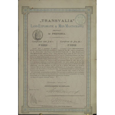 "Transvalia" Land - Exploratie & Mijn-Maatschappij (25 F)