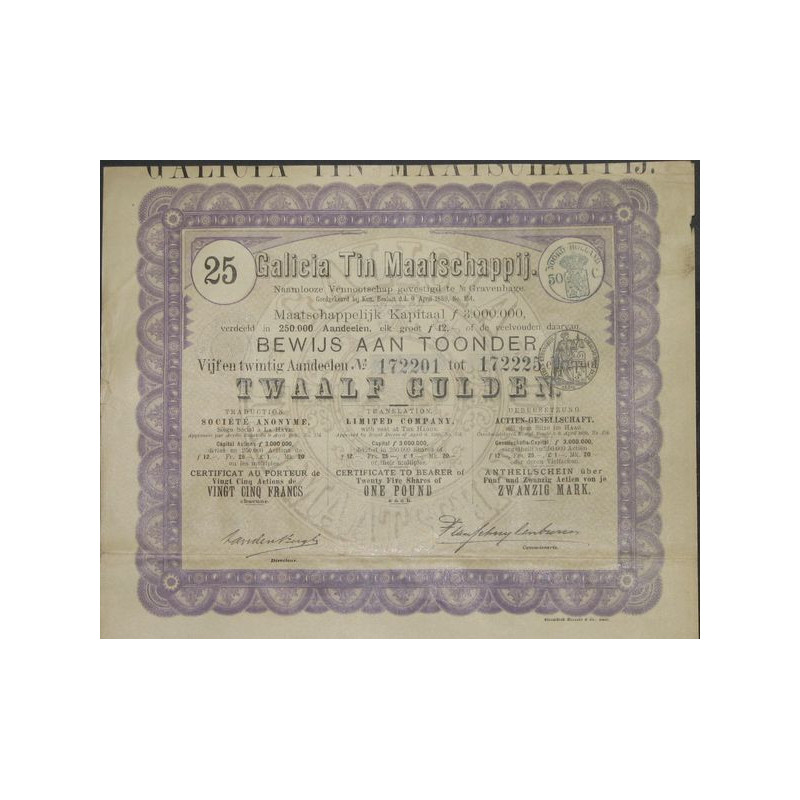 Galicia Tin Maatschappij (25 Act)