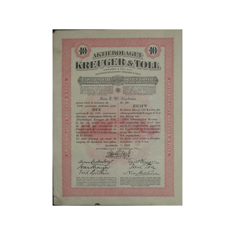 Aktiebolaget Kreuger & Toll (10 Act)