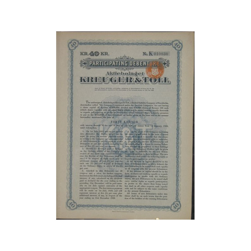 Aktiebolaget Kreuger & Toll (40 Kr)