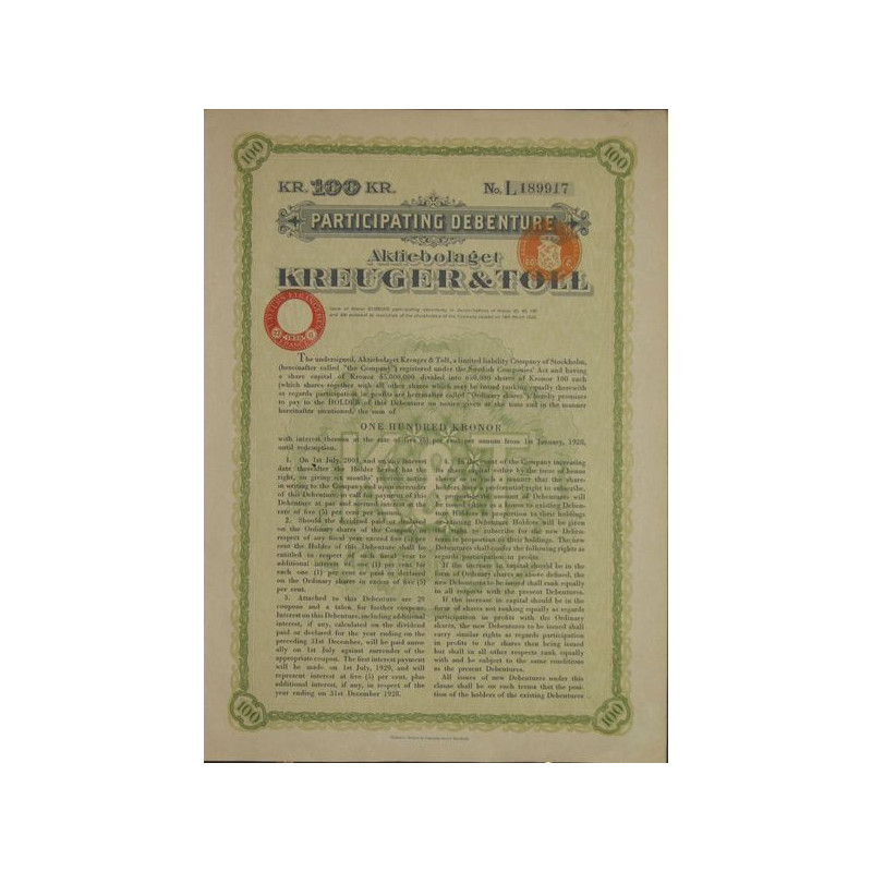 Aktiebolaget Kreuger & Toll (100 Kr)