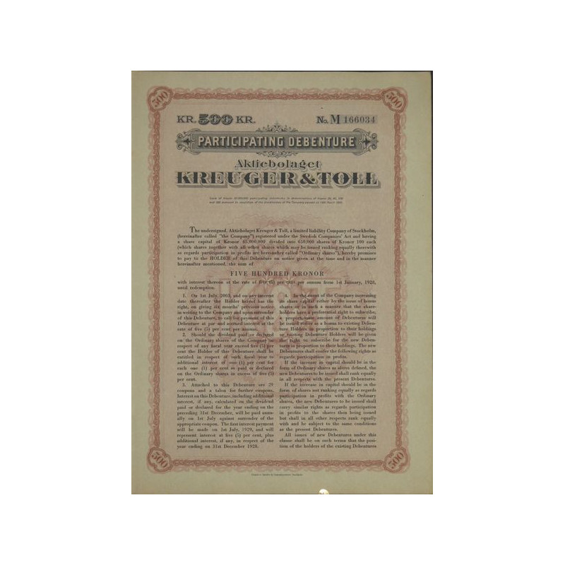 Aktiebolaget Kreuger & Toll (500 Kr)
