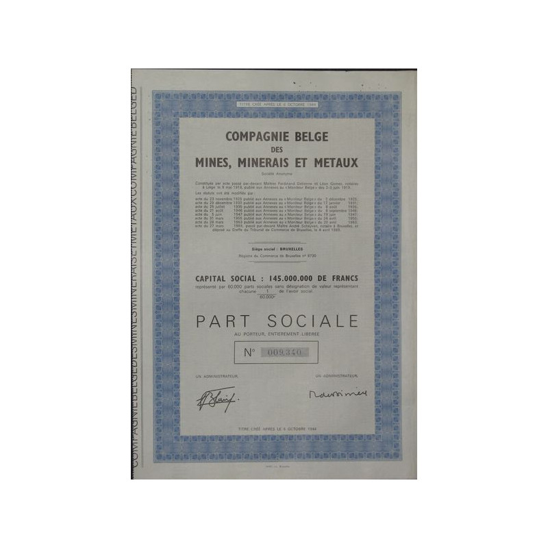 Cie Belge des Mines Minerais et Métaux