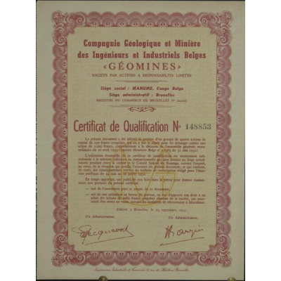 Cie Géoligique et Minière des Ingénieurs et Industriels Belges - Géomines