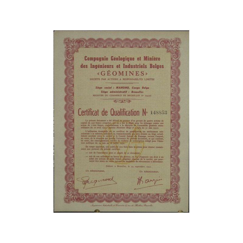 Cie Géoligique et Minière des Ingénieurs et Industriels Belges - Géomines