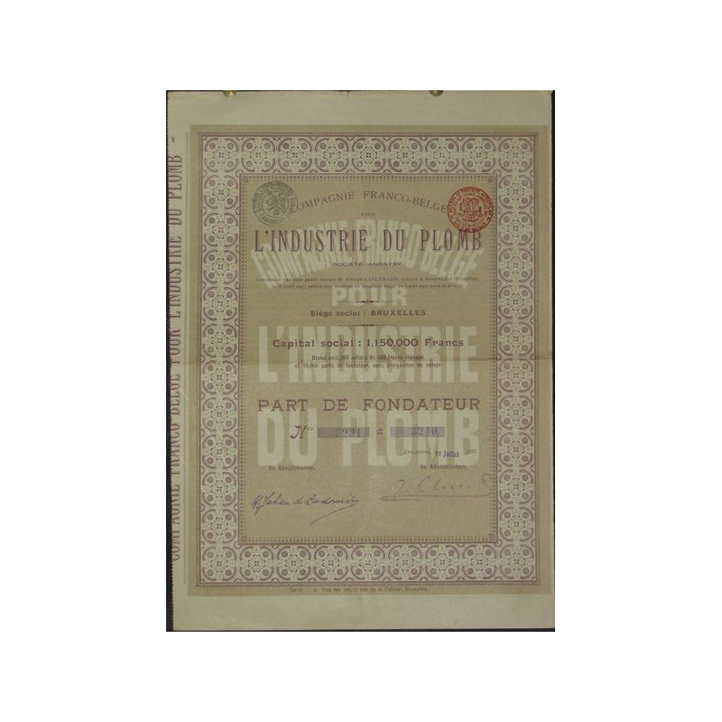 Cie Franco-Belge pour l'Industrie du Plomb (10 PF)