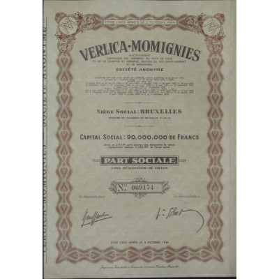 Verlica-Momignies (Anc Cie des Verreries du Pays de Liège et de la Campine et Verreries réunies du Val-Saint-Lambert et de Momig