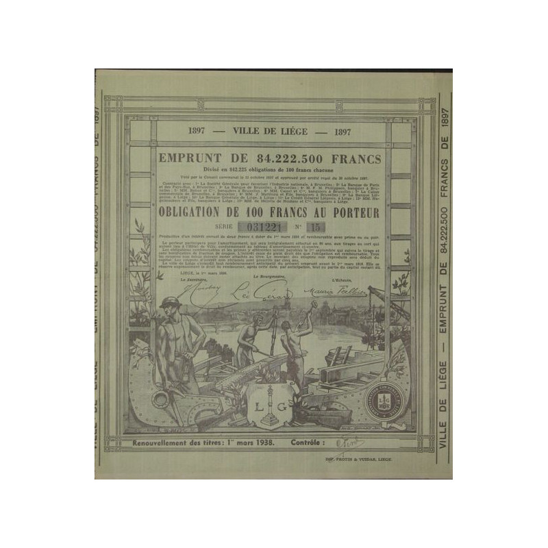 Emprunt de la Ville de Liège 1897
