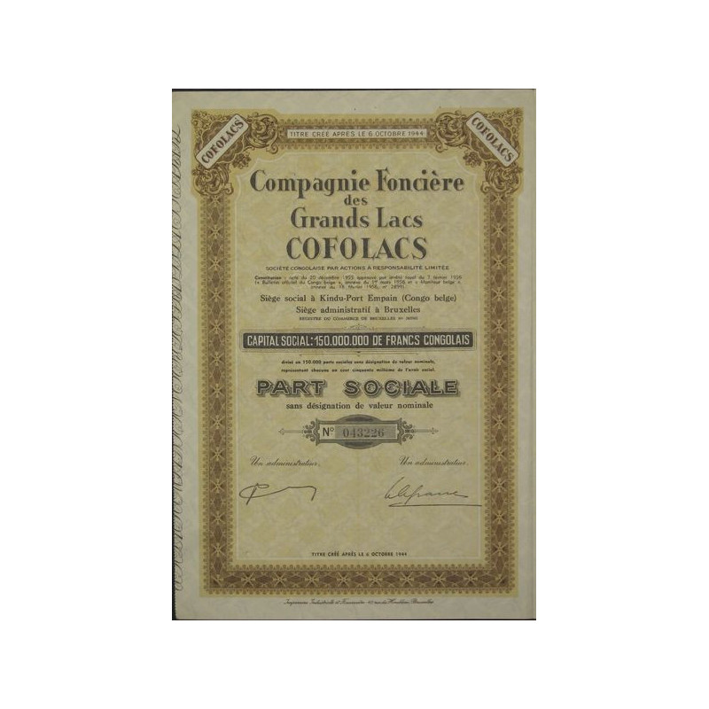 Cie Foncière des Grands Lacs COFOLACS