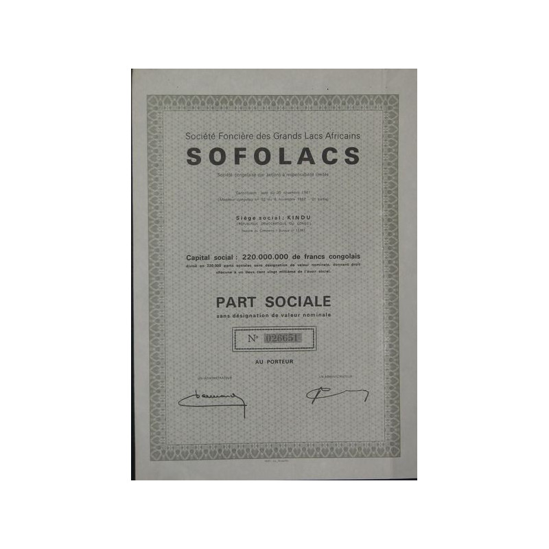 Sté Foncière des Grands Lacs Africains SOFOLACS