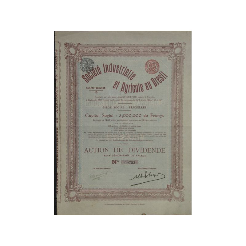 Sté Industrielle et Agricole au Brésil (Dividende)