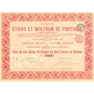 Sté des Etains et Wolfram de Portugal (Act Privil 100 F)