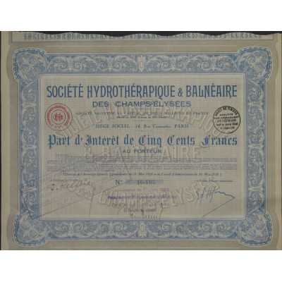 Sté Hydrothérapique & Balnéaire des Champs-Elyséées