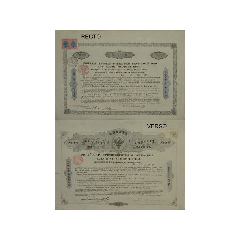Imperial Russian 3 % Loan 1859