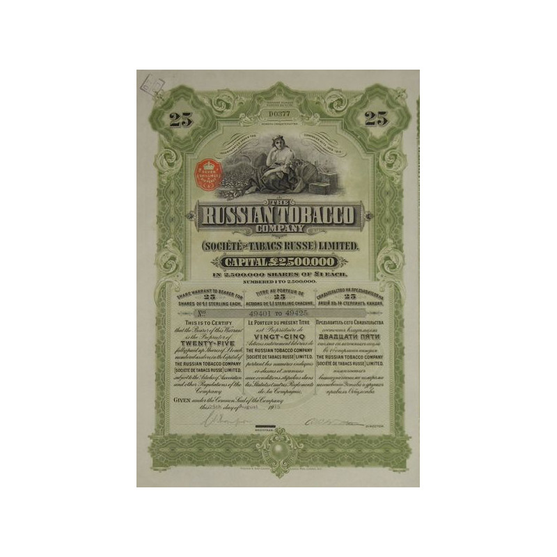 Sté de Tabacs Russe - The Russian Tobacco Cy (25 Act)