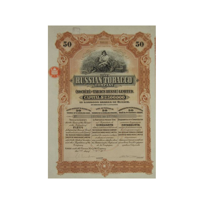 Sté de Tabacs Russe - The Russian Tobacco Cy (50 Act)