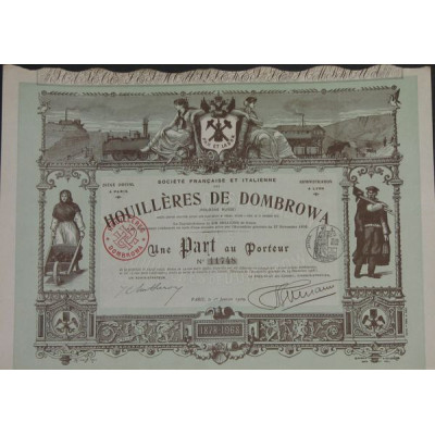 Pologne Russe - Sté Française et Italienne des Houillères de Dombrowa