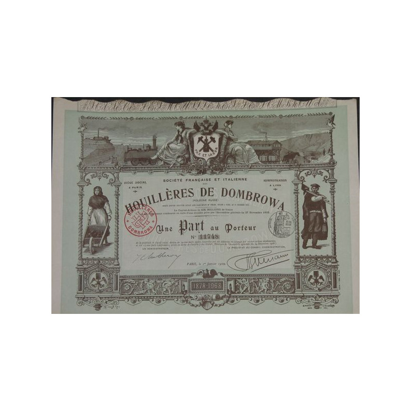 Pologne Russe - Sté Française et Italienne des Houillères de Dombrowa