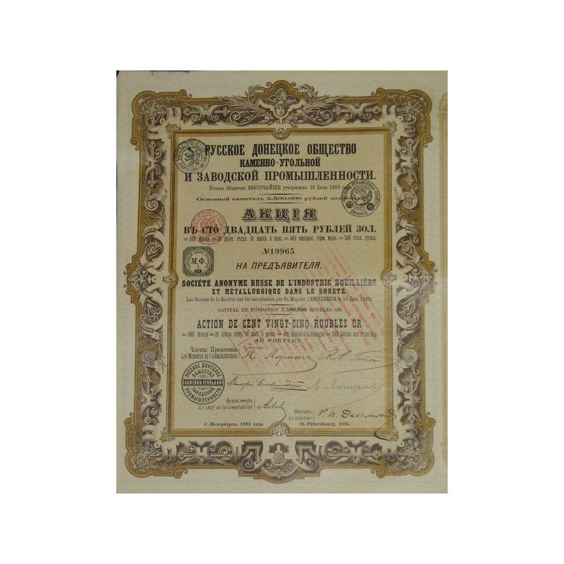 S.A. Russe de l'Industrie Houillère et Métallurgique dans le Donetz - 1895