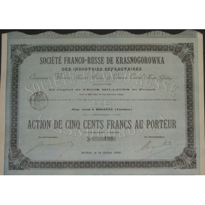 Sté Franco-Russe de Krasnogorowka des Industries Réfractaires