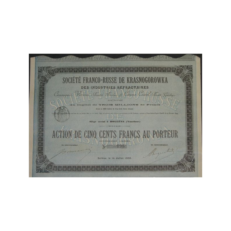Sté Franco-Russe de Krasnogorowka des Industries Réfractaires