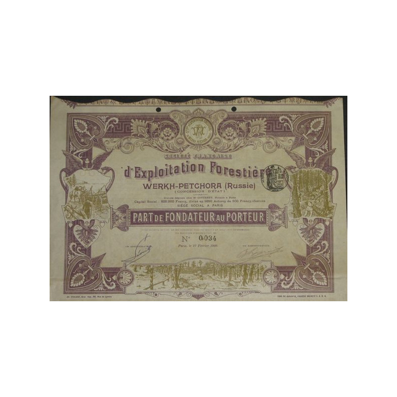 Sté Française d'Exploitation Forestière Werkh-Petchora (Russie) (Concession d'Etat)