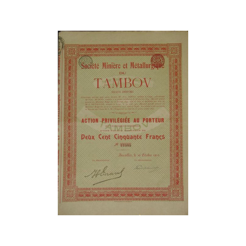 Sté Minière et Métallurgique du Tambov (Act Privil)