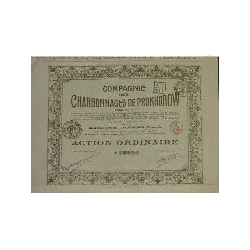 Cie des Charbonnages de Prokhorow (Cap 11 500 000 F)