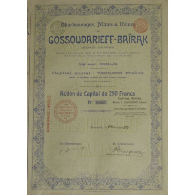 Charbonnages Mines & Usines de Gossoudarieff-Baïrak (Act)