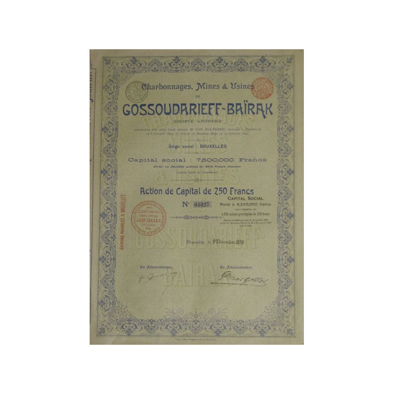 Charbonnages Mines & Usines de Gossoudarieff-Baïrak (Act)