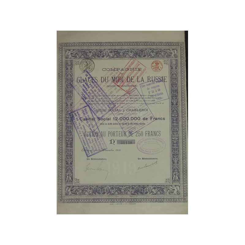 Cie des Glaces du Midi de la Russie - 1919