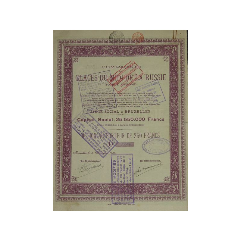 Cie des Glaces du Midi de la Russie - 1925