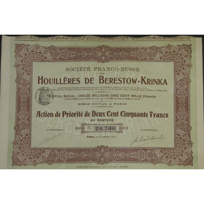 Sté Franco-Russe des Houillères de Berestow-Krinka