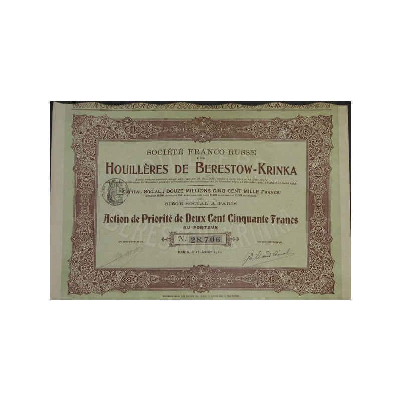 Sté Franco-Russe des Houillères de Berestow-Krinka