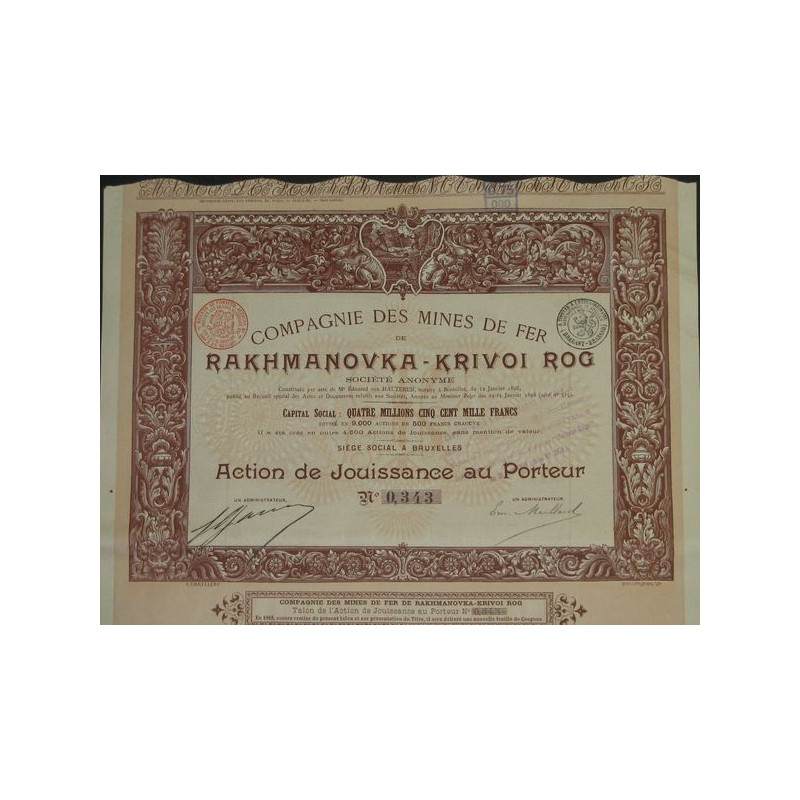 Cie des Mines de Fer de Rakhmanovka-Krivoi Rog (Act Jouissance)