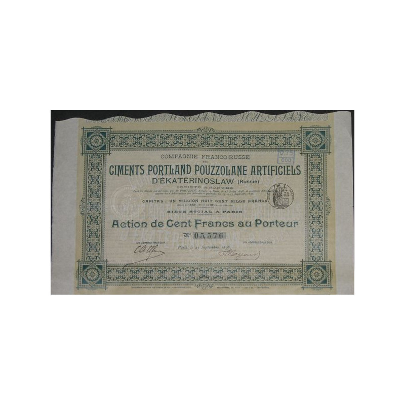 Cie Franco-Russe des Ciments Portland Pouzzolane Artificiels d'Ekatérinoslaw (Russie)